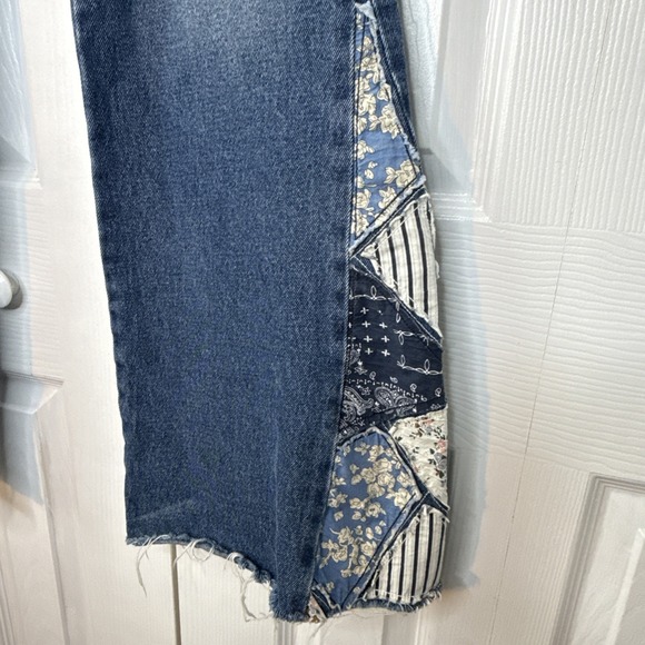 Driftwood‎ Women's Jeans 32X34 Farrah Flare Leg Patchwork Hippie Boho Cowgirl - Picture 2 of 10